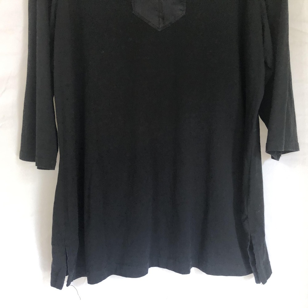 Lauren Ralph Lauren Shirt Womens 2X Black Cotton V Neck 3/4 Sleeve Tunic Top - Picture 3 of 9